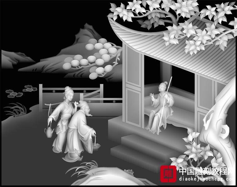 24孝-公媳探母精雕图