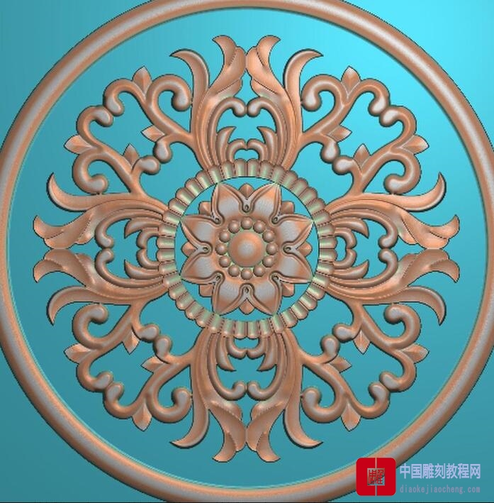 精雕图圆形洋花