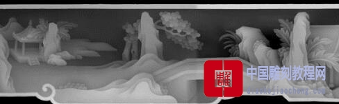 灰度图山水人物
