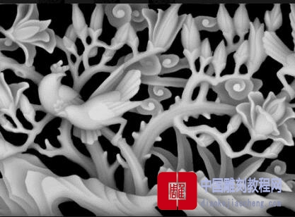 灰度图花中飞鸟