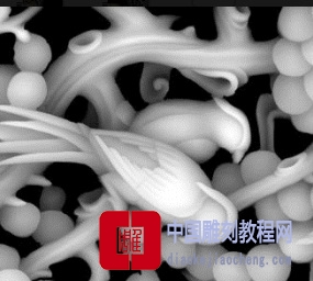 灰度图花鸟嬉戏