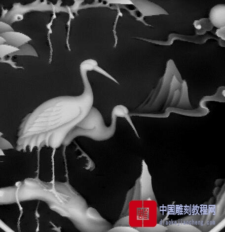 灰度图仙鹤图