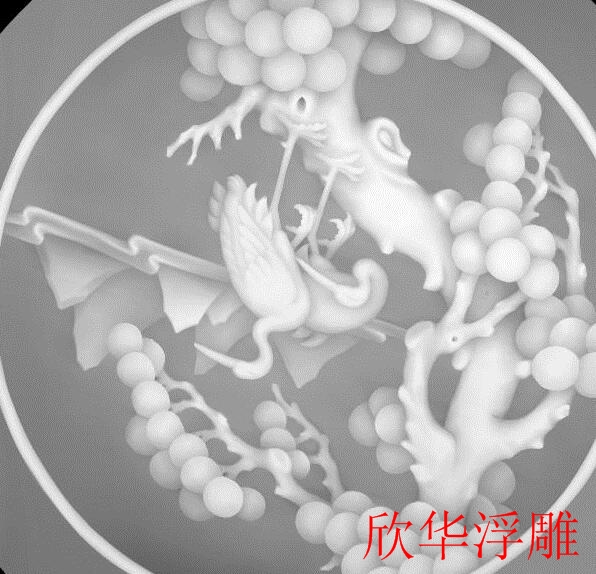 灰度图仙鹤倒挂图