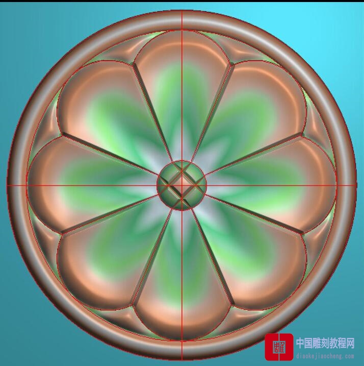 精雕图圆盘八角扇形花