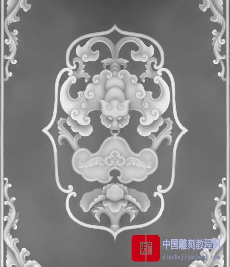 灰度图花上蝙蝠