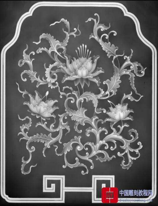 灰度图精致牡丹花