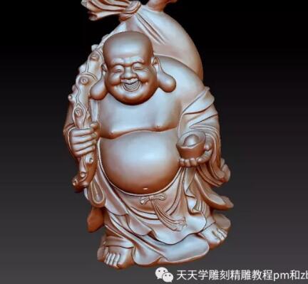  弥勒黄金袋 圆雕图，zbrush三维立体图， 财神福
