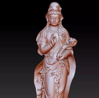 观音站披风，  圆雕图，zbrush三维立体图， 财神