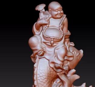 鲤鱼弥勒， 圆雕图，zbrush三维立体图， 财神福，