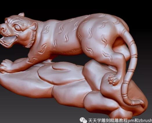 十二生肖圆雕03虎圆雕图，zbrush三维立体图， 财