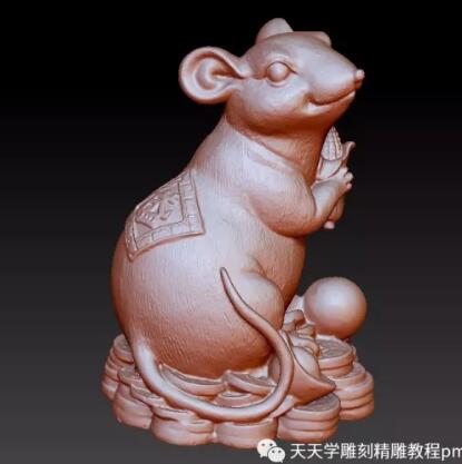 招财鼠，圆雕图，zbrush三维立体图， 财神福，圆