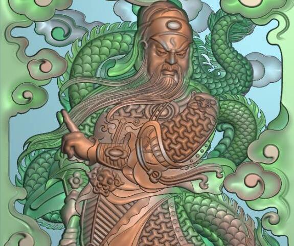04版关公,精雕图库，灰度图，浮雕图，雕刻图库