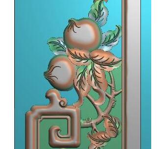 龙头桃子角花精雕图库，灰度图，浮雕图，雕刻