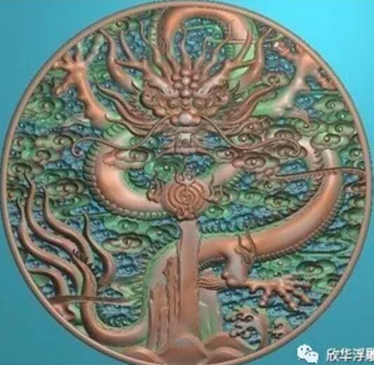 圆龙精雕图库，灰度图，浮雕图，雕刻图库