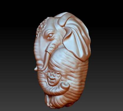 吉祥（象） 圆雕图，zbrush三维立体图， 财神福，