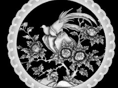 花鸟圆盘 jdp精雕浮雕玉雕灰度图库