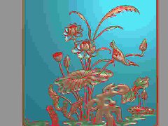 四季平安荷花 jdp精雕浮雕玉雕灰度图库