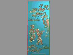 吹喇叭童子 jdp精雕浮雕玉雕灰度图库