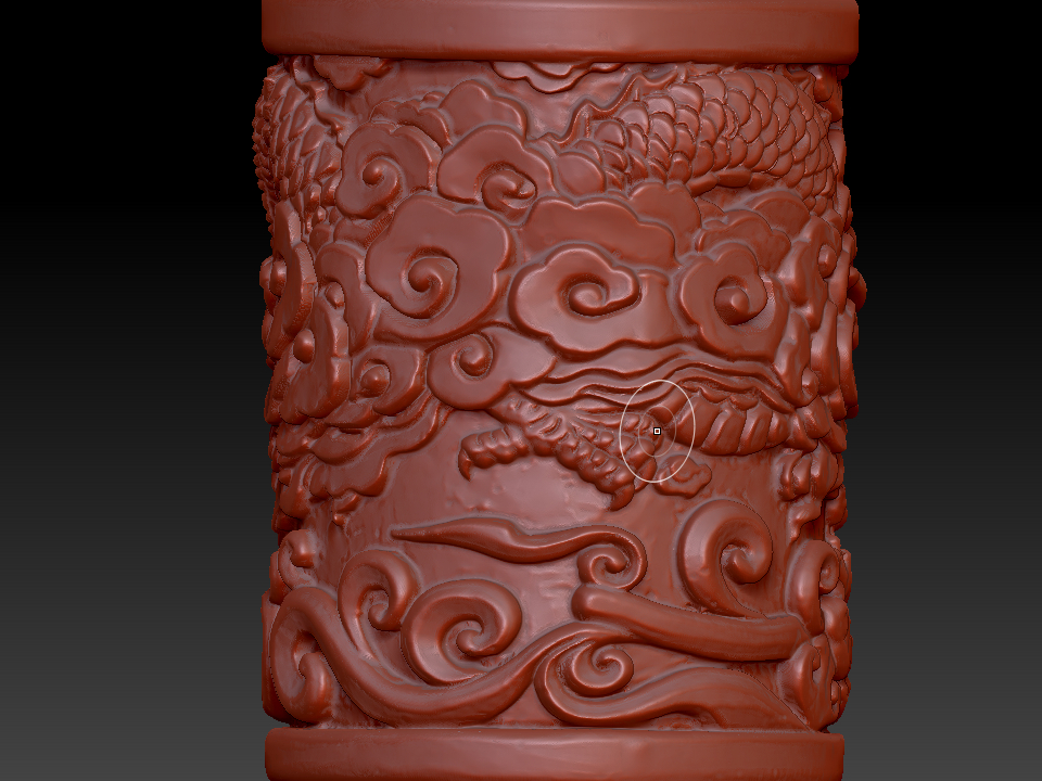 单龙盘龙笔筒 zbrush圆雕图stl三维立体