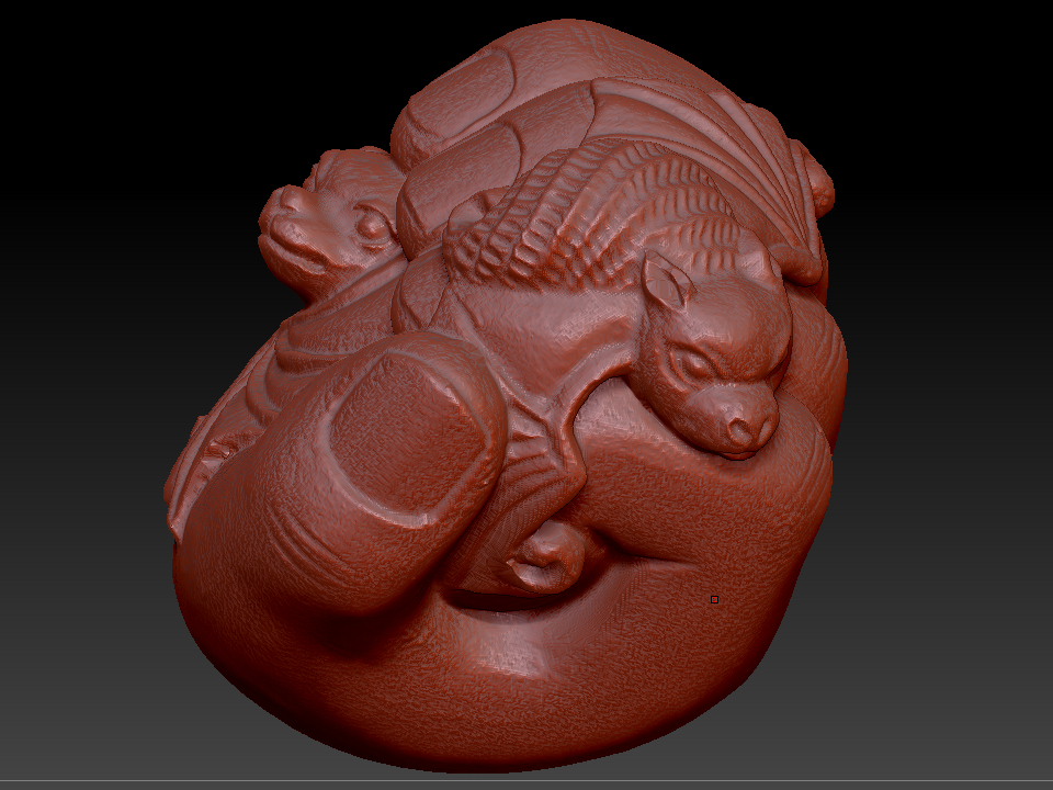 蝠在手中手把件 zbrush圆雕图stl三维立体