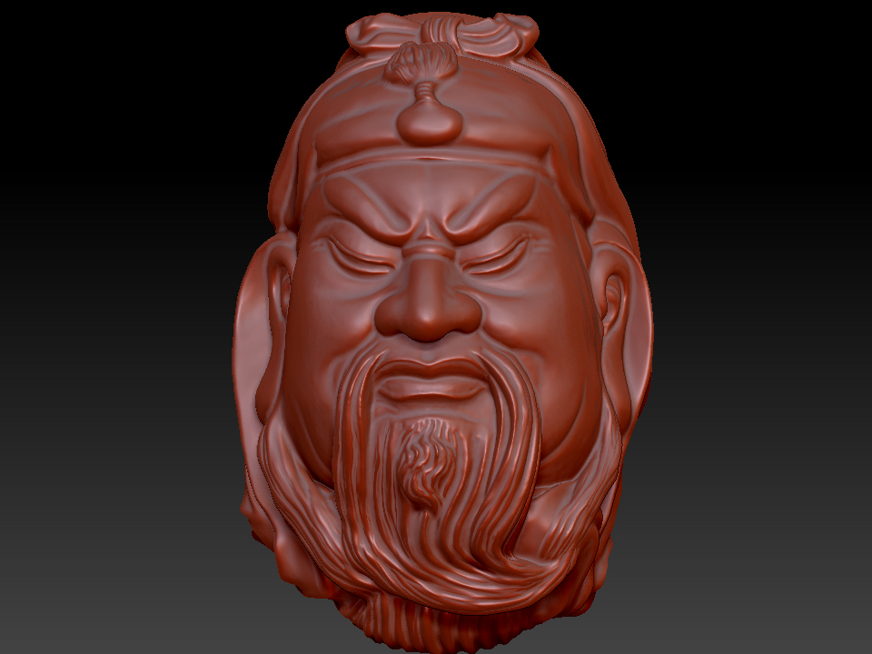 关公头核雕 zbrush圆雕图stl三维立体