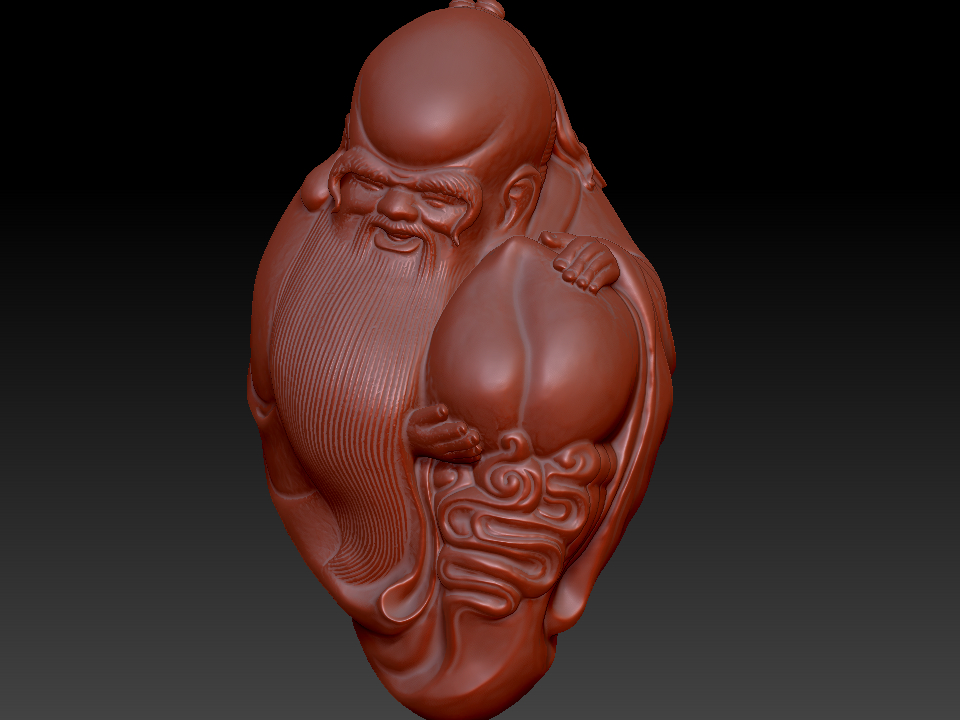 核雕老寿星 zbrush圆雕图stl三维立体