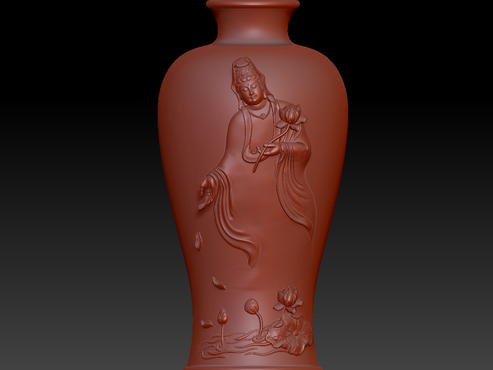 观音花瓶 清香万里飘逸zbrush圆雕图stl三维立体