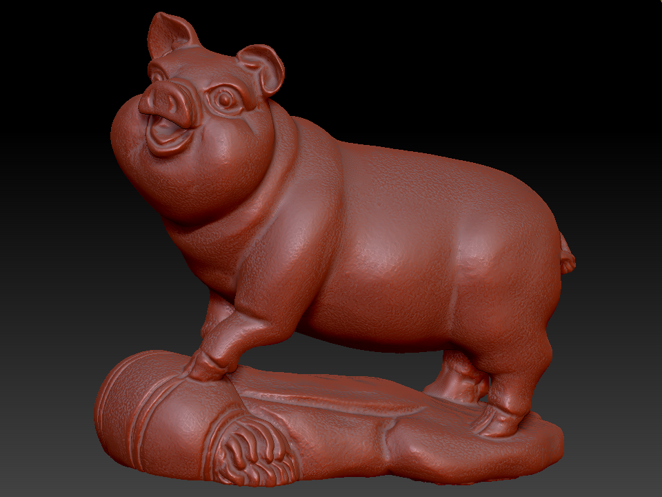 十二生肖 猪zbrush圆雕图stl三维立体