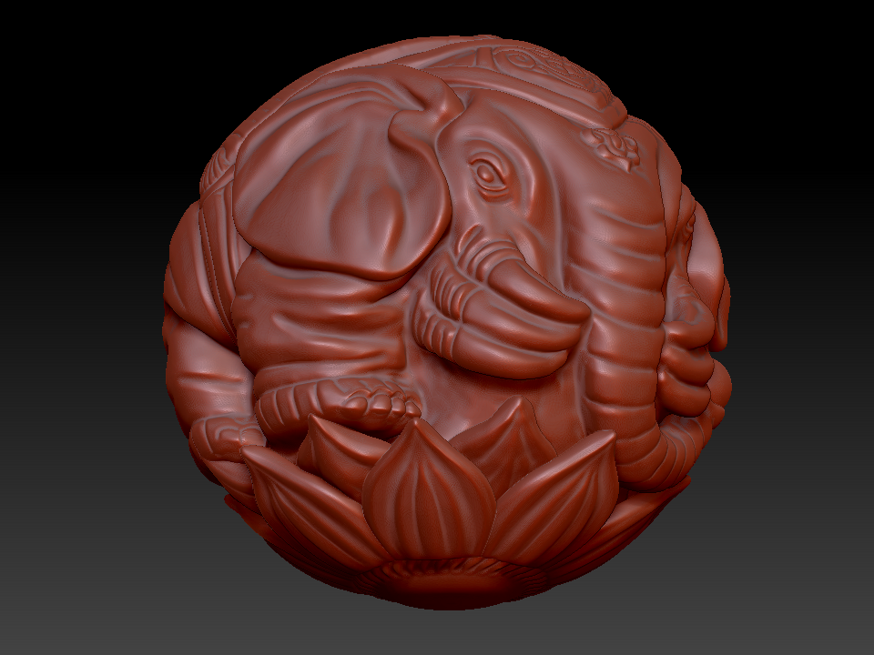 六牙象珠　zbrush圆雕图stl三维立体