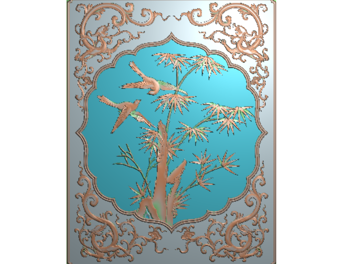 梅兰竹菊之竹子精雕浮雕图库