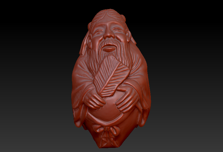 汉钟离核雕图zbrush圆雕图stl三维立体