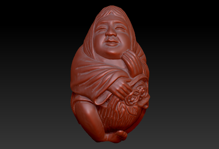 蓝采和核雕图zbrush圆雕图stl三维立体