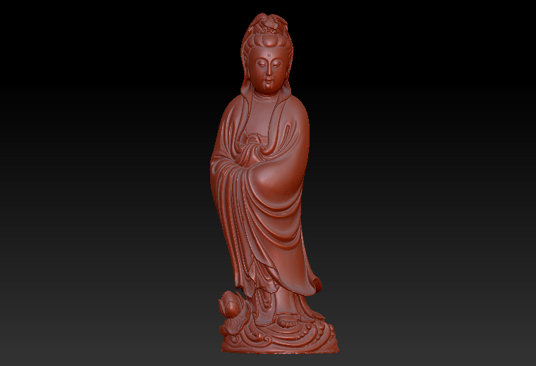 荷花站观音zbrush圆雕图stl三维立体