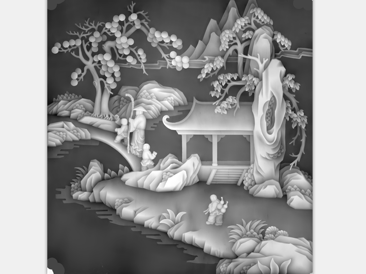 山水建筑2 灰度图