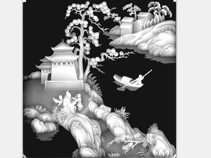 山水建筑3 灰度图