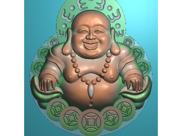 铜钱弥勒 精雕浮雕图库