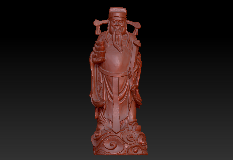 拖元宝财神zbrush圆雕图stl三维立体