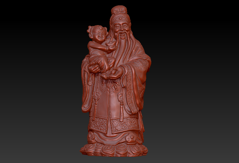 财神送子神zbrush圆雕图stl三维立体