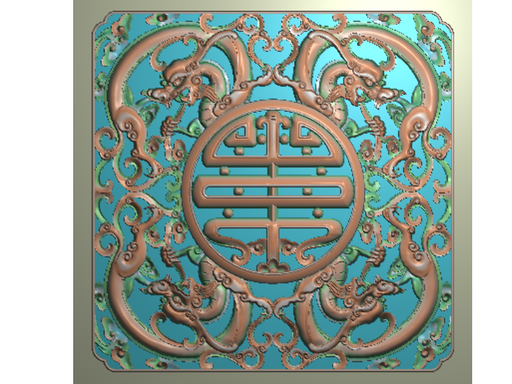 龙纹福  精雕图
