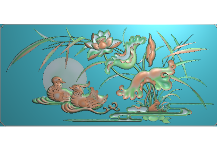 鸳鸯戏水  精雕图