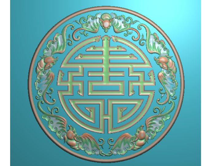 五 蝙蝠捧寿-无云  精雕图