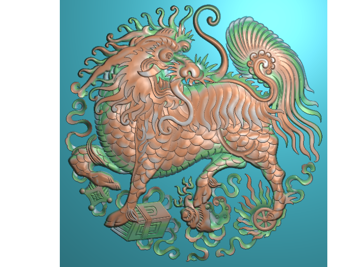 麒麟兽  精雕图