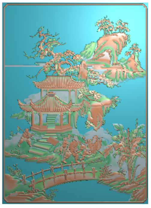 书柜金典1山水人物  精雕图