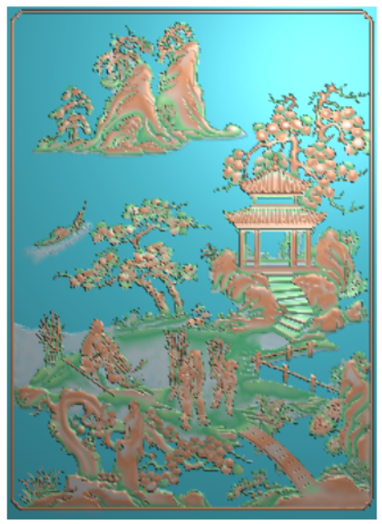 书柜金典2山水人物  精雕图