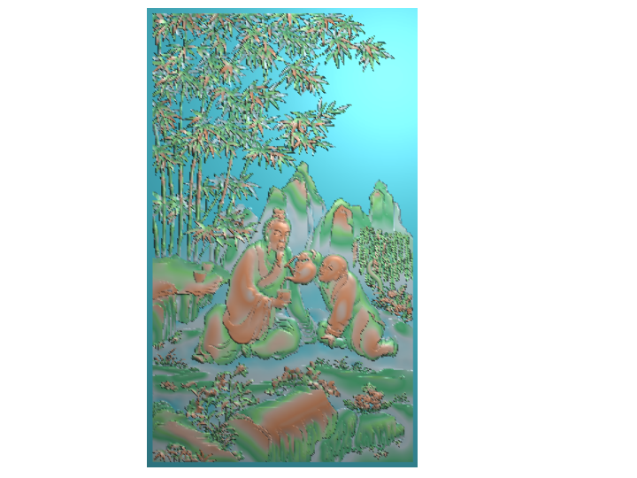 玉川品茶  精雕图