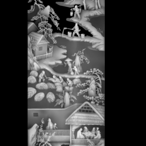 山水人物2   精雕图