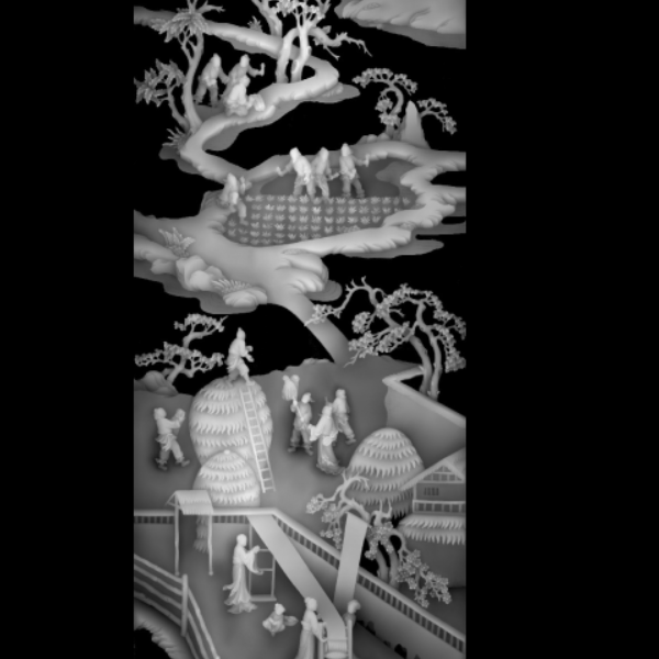 山水人物4     精雕灰度图
