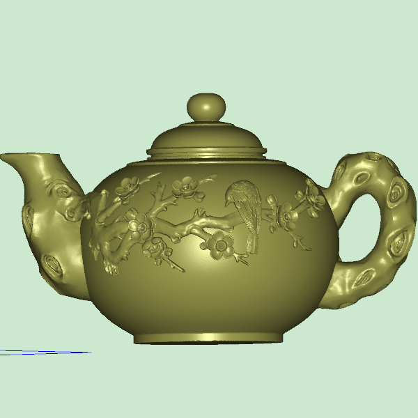 花鸟茶壶  brush圆雕图stl三维立体