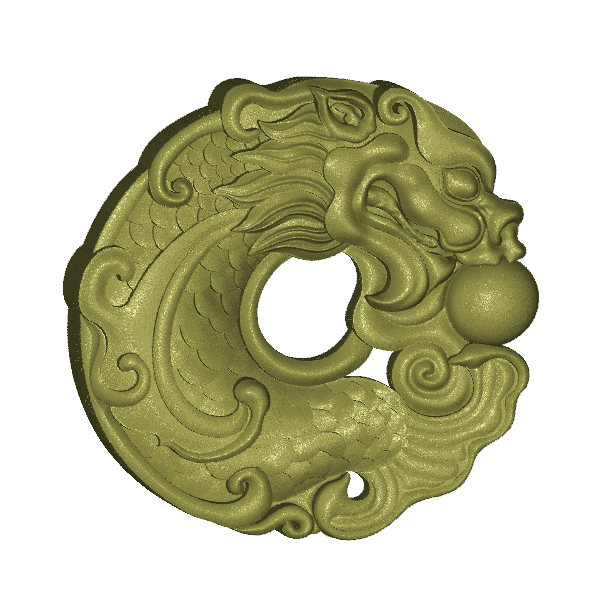 鱼龙3 brush圆雕图stl三维立体