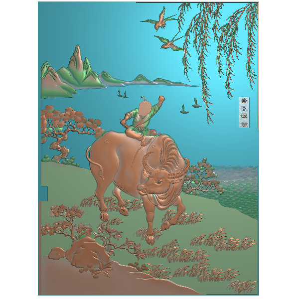 山水画  精雕图
